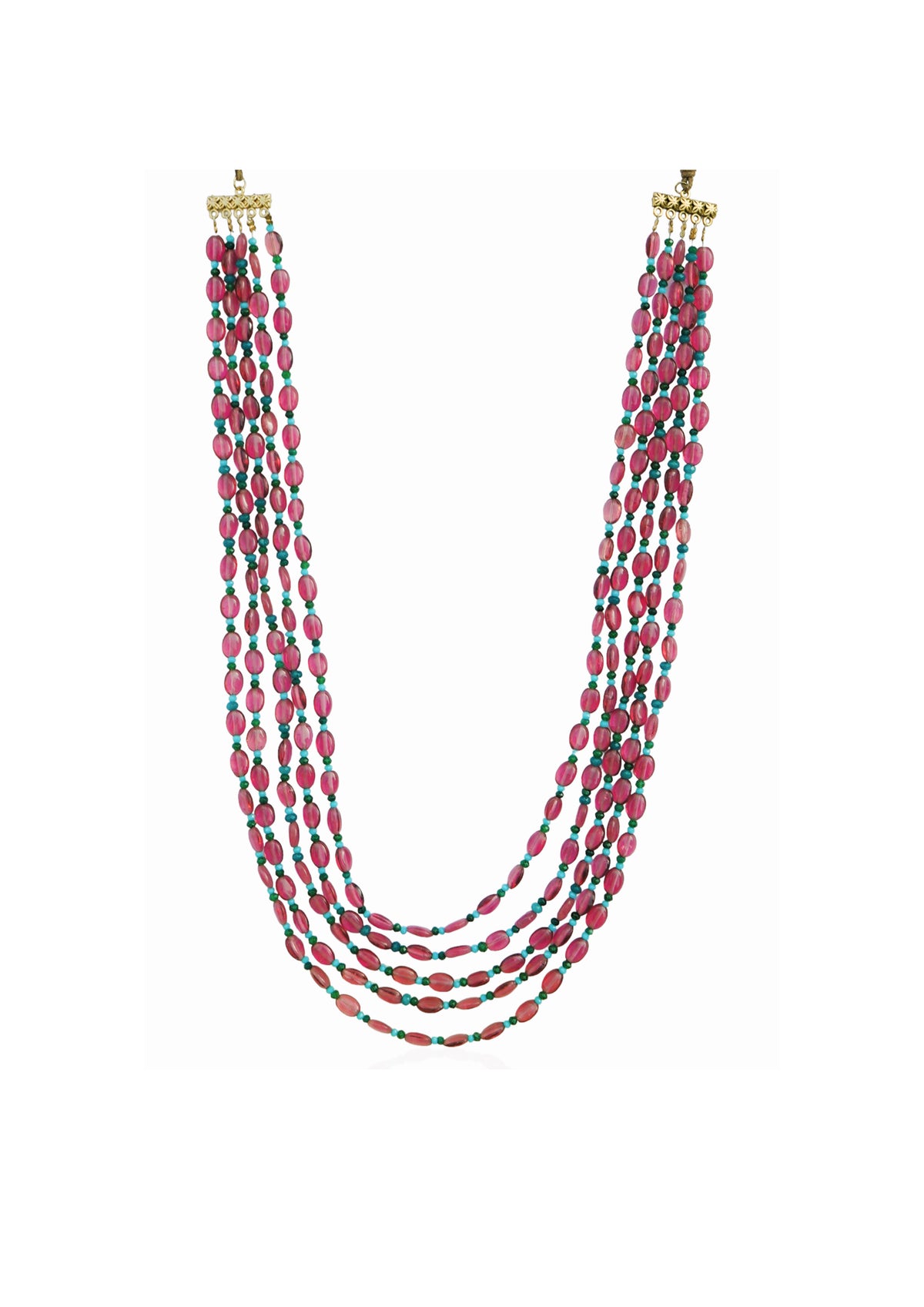 Moti Necklace: 22K Gold-Plated Brass & Natural Stone Design