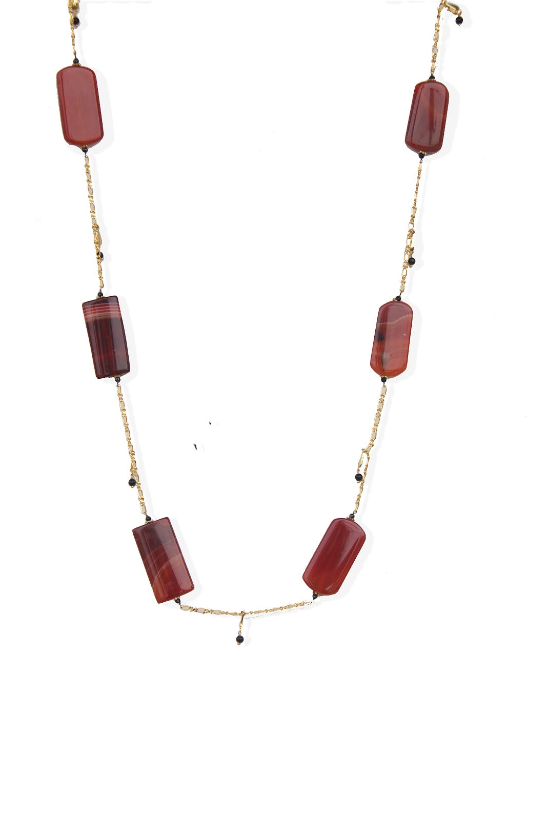 Gleaming Orange Onyx Long Necklace